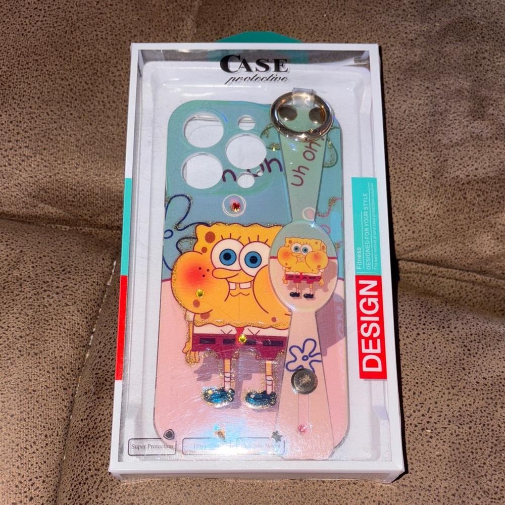 SpongeBob SquarePants IPhone 14 Pro Case with Stand Rhinestone